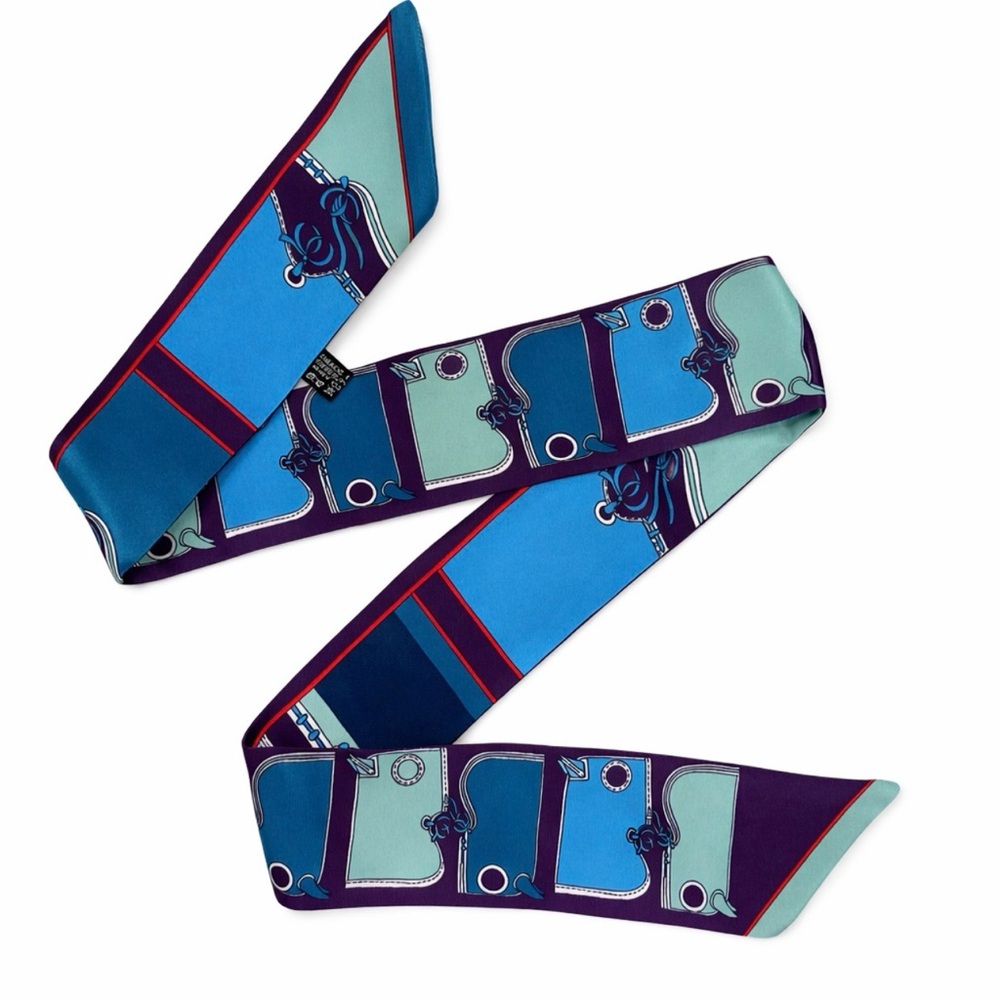 PURPLE HORSE HEAD SKINNY SCARF BANDEAU BAG HANDLE WRAP TIE HAIR NECK TIE - Picture 3 of 4